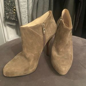 Gray suede booties